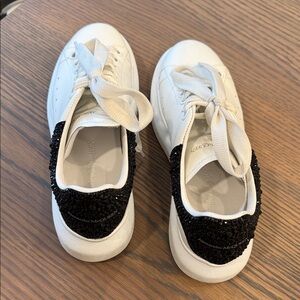 Alexander McQueen White and Black Textured Sneakers
